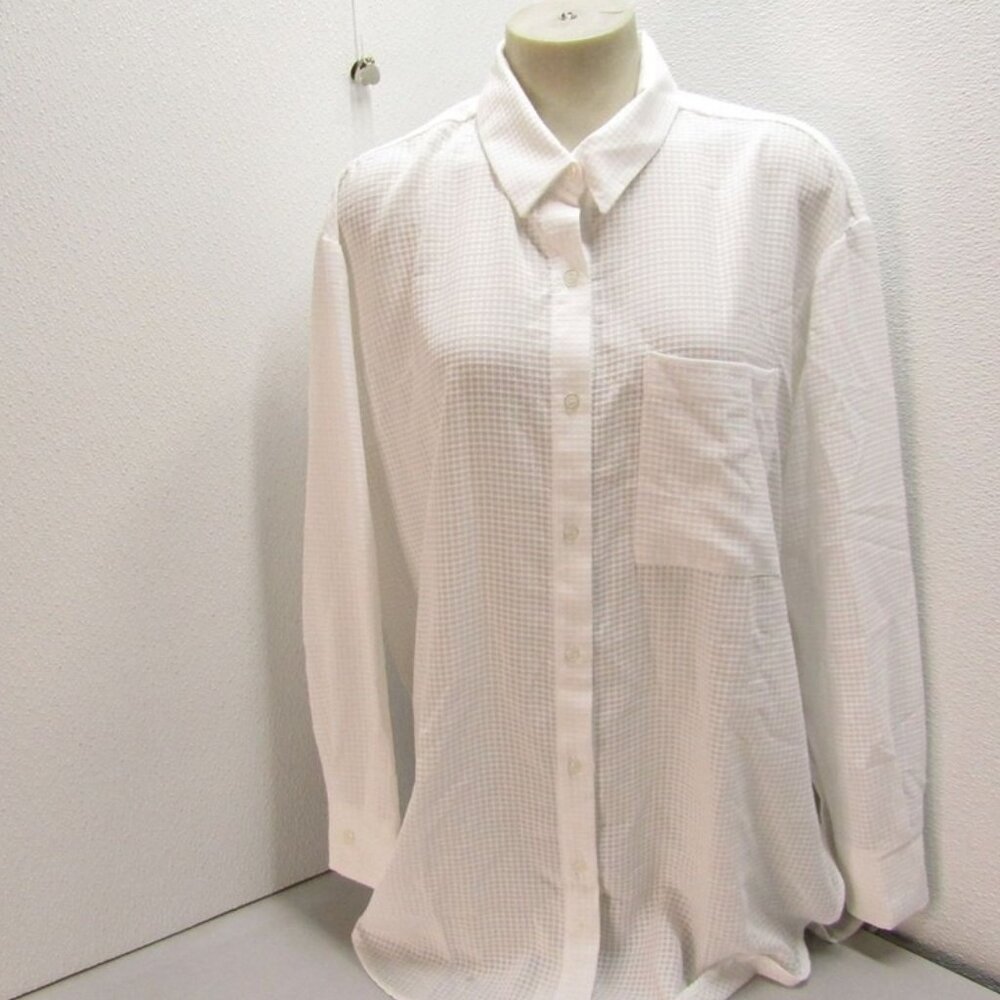 NEW JOSEPH RIBKOFF Women’s Textured Button Blouse – White Size 12 – Loose Fit